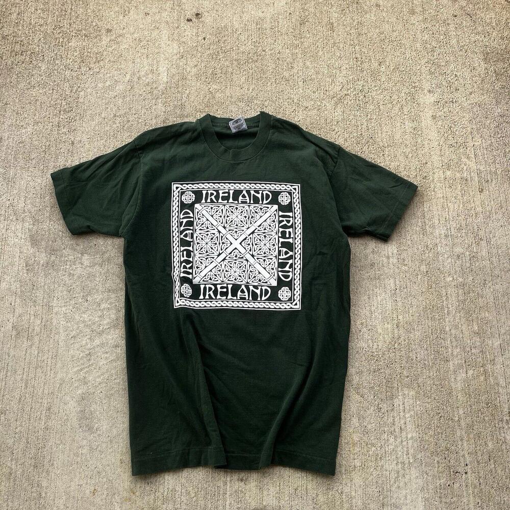 Vintage Fruit of the Loom T Shirt Single Stitch Ireland Logo Crew L USA 80s 90s